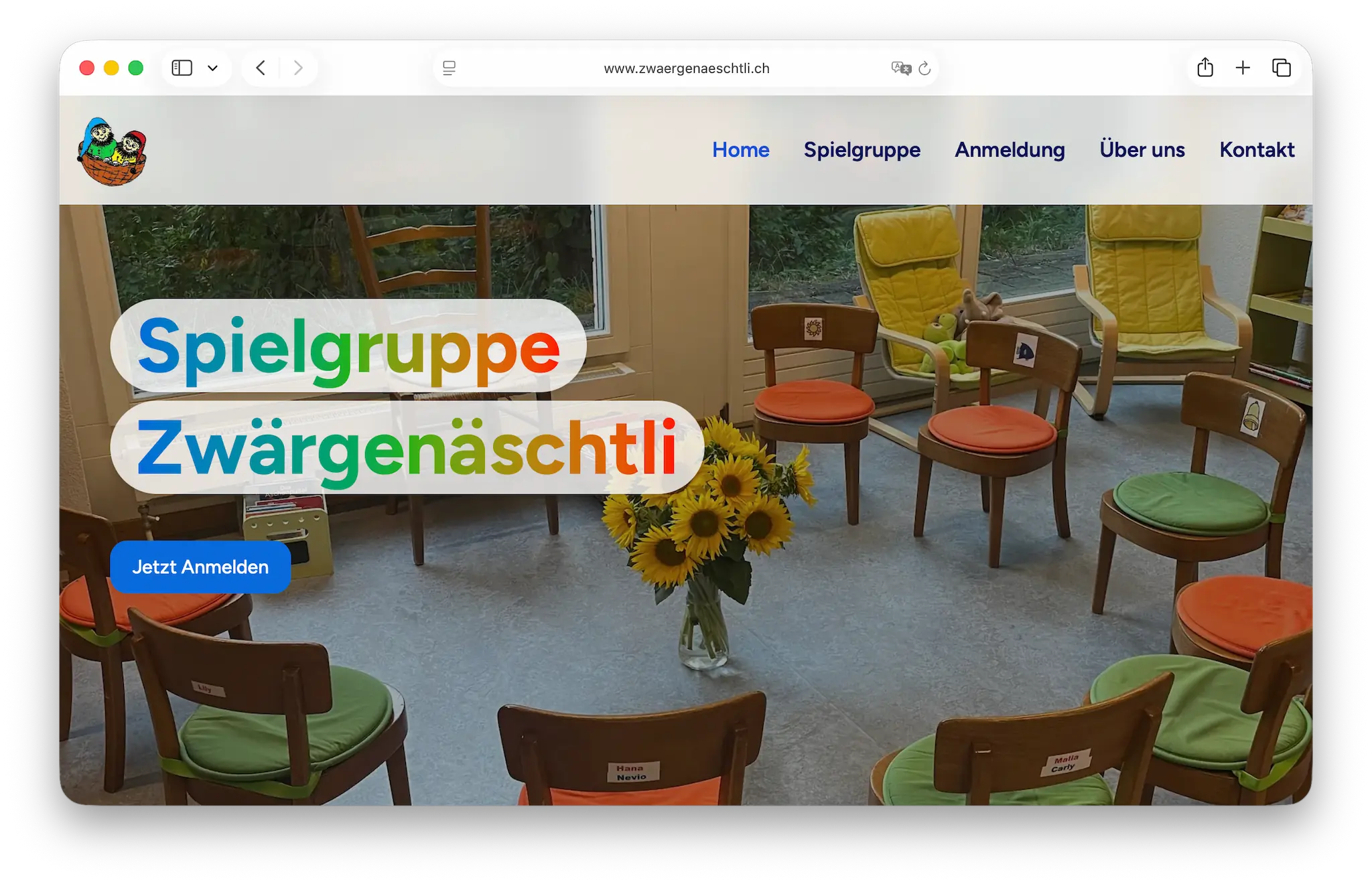Spielgruppe Zwärgenäschtli Website Vorschau